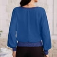 thumbnail image 5 of qolati Womens Dressy Casual Tops Business Glitter Long Sleeve Shirts Sparkly Sequin Crewneck Work Office Cute Blouses Trendy Fall Outfits Blue XXL, 5 of 5
