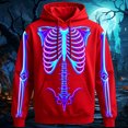 thumbnail image 2 of Tfken Halloween Hoodie For Mens Long Sleeve Festival Graphic Print Halloween Skeleton Sweatshirts Soft Loose Trendy Pullover Tops Outdoor Fall Winter Warm Men Classic Clothes Red, 2 of 3
