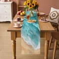 thumbnail image 2 of Teal Coastal Beach Table Runner 70 Inches, Summer Nautical Ocean Beige Seaside Bed Runner Dresser Scarves Tabletop for Indoor Outdoor Parties/Ceremony/Banquet, 13" x 70", 2 of 9