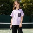thumbnail image 4 of Eltusu Boys Athletic Shirts, Crewneck Cotton Active Casual Short Sleeve T-Shirts Purple Size 7-8 T, 4 of 7