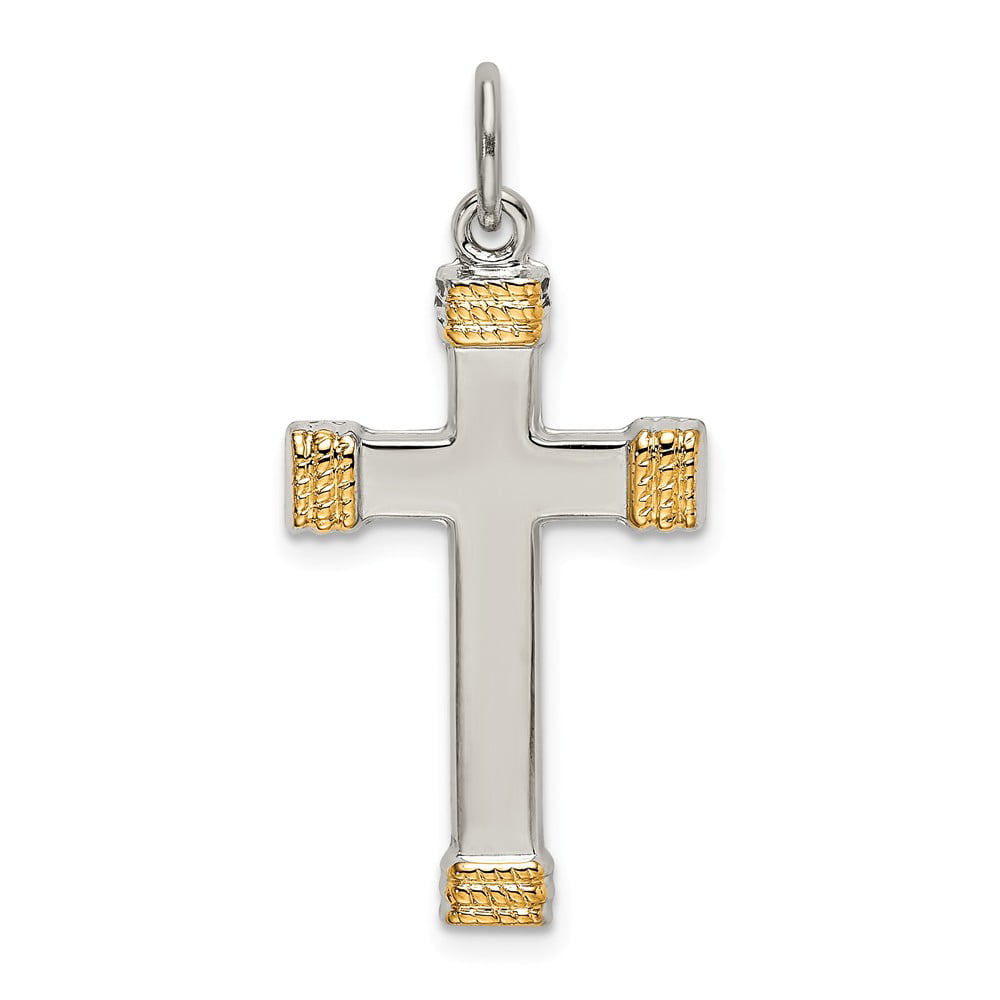 Sterling Silver and Gold-Plated Latin Cross Charm Pendant