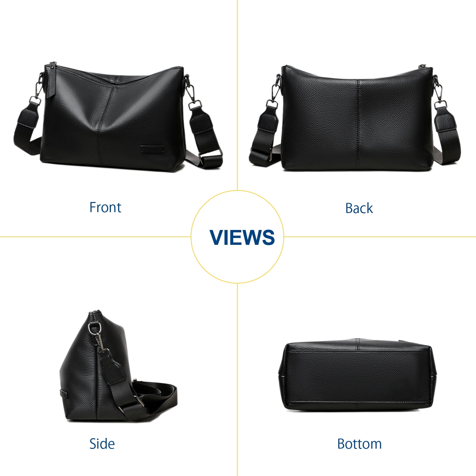 URSOFINE Large Shoulder Purses for Women Genuine Leather Hobo Bags Trendy Crossbody Purses with 2 Straps