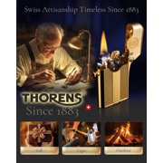 Automatic Ignition Soft-Flame Luxury Brass Kerosene Lighter,Refillable,Safety Lock,Grinding Wheel,Electroplated 18K Gold,Engraving,Gift Box,Collectible,Thorens Gen 3 Single Claw Spaced Water Ripple