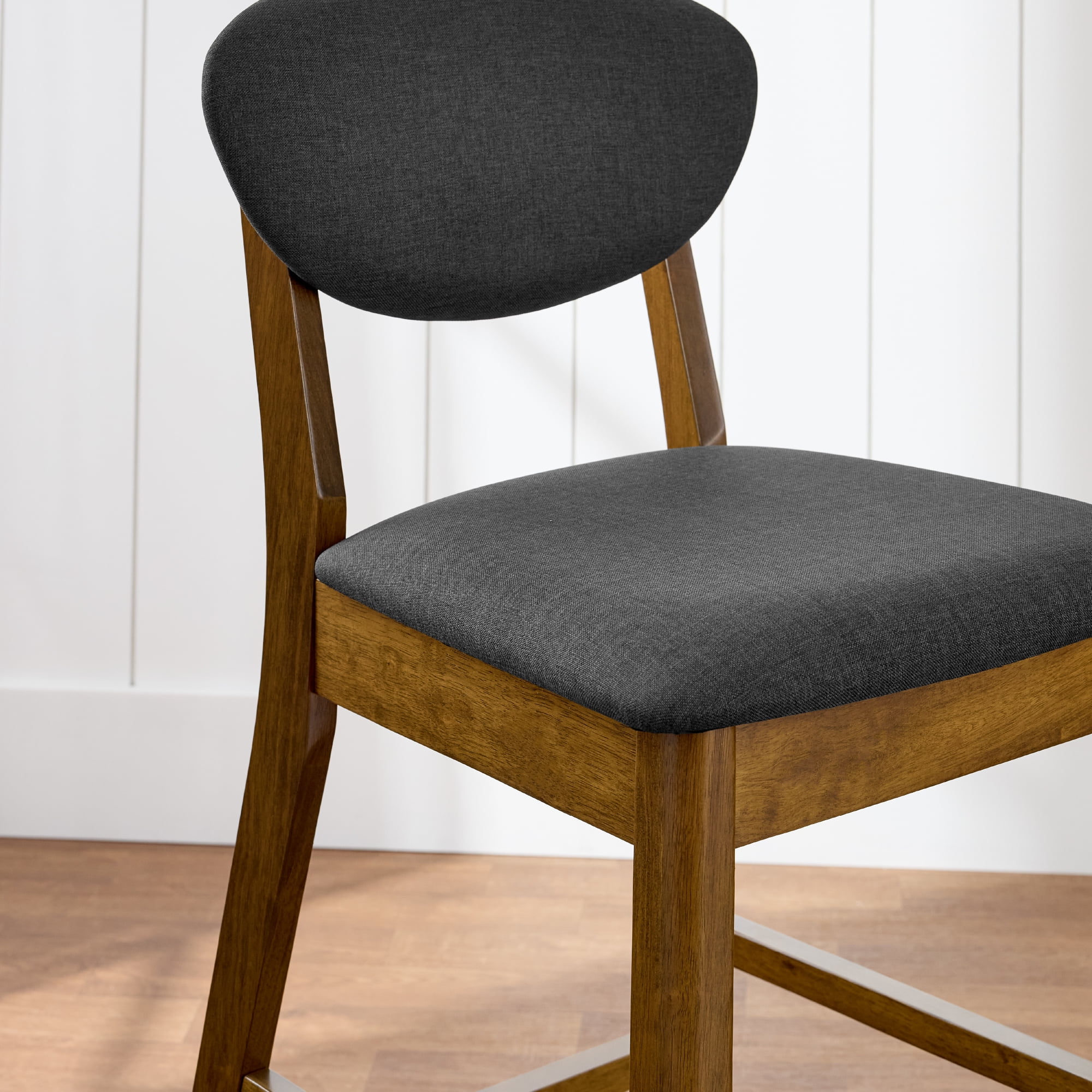 Best Choice Products Set of 2 Counter-Height Bar Stools, Armless W/Upholstered Seat Cushion & Backrest - Walnut/Charcoal