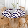 thumbnail image 3 of Butterfly Purple Blue Dot Pattern Round Fitted Tablecloth with Elastic Edge,Dining Table Cover Waterproof,Outdoor Round Tablecloth for Camping,Dining,Indoor and Outdoor, 3 of 7