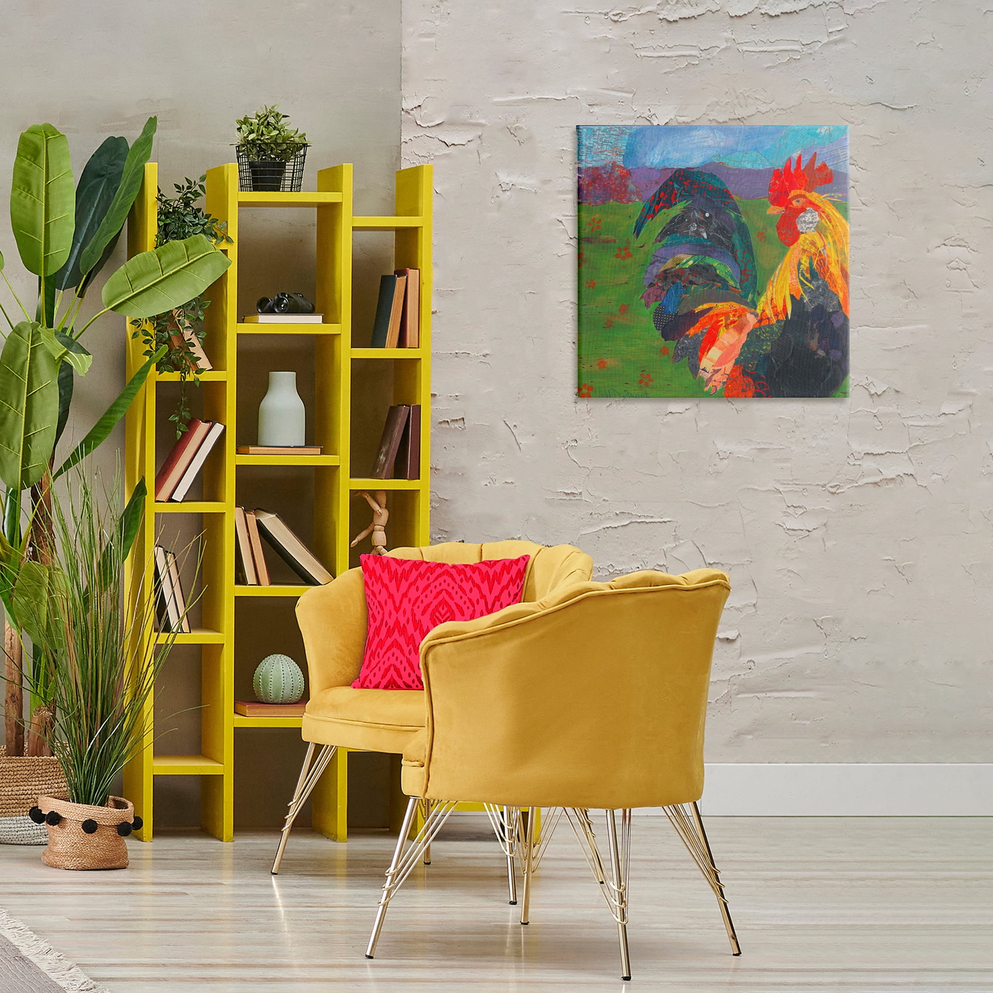 Stupell Industries Expressive Farm Rooster Animals Painting Wrapped Canvas Art Print Wall Art, 24 x 24