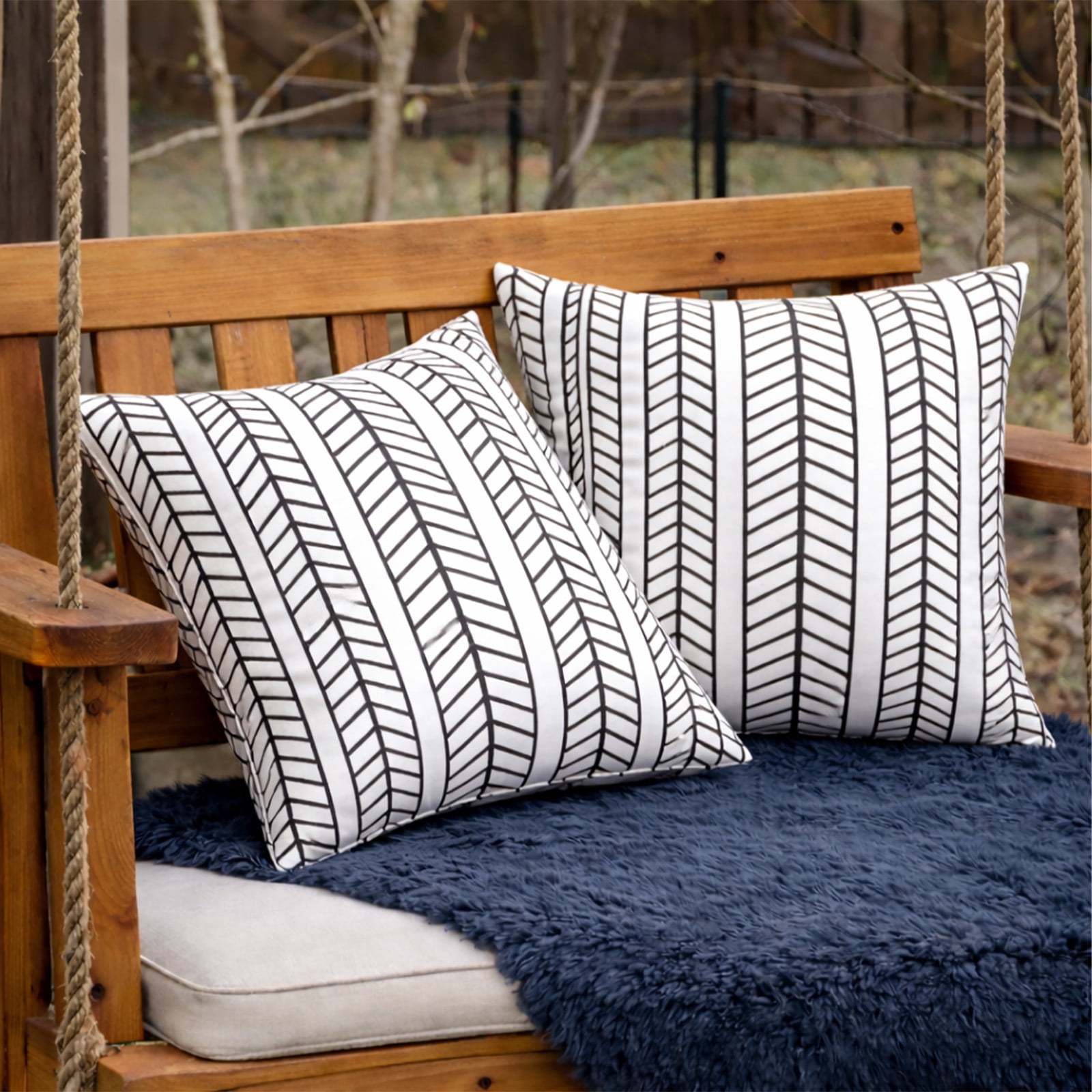 HONEY HOME 2 Pack Outdoor Pillows, Waterproof & Fade-Resistant Patio Cushions for Garden, Porch, Poolside