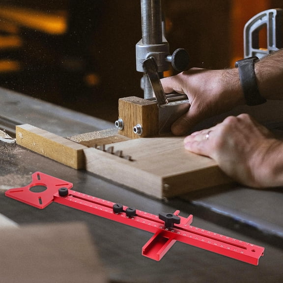 ELAYARD 1Set Durable Aluminum Alloy Router Cutting Jig Red for Versatile Woodworking Use