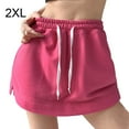 thumbnail image 2 of Qarigey Pantalones cortos femeninos Faldas Vestido Sólido Casual Cordón Moda de cintura alta Verano Estilo coreano para compras Viajes Prendas para la parte inferior del cuerpo Rosa roja 2XL, 2 of 6