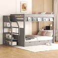 thumbnail image 3 of Harper & Bright Designs Full over Full Size Convertible Bunk Bed with Storage Staircase, Wood Full Size Bunk Bed with Bedside Table and 3 Drawers, Gray, 3 of 12