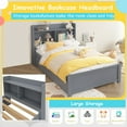 thumbnail image 6 of UHOMEPRO Twin Bed Frame with Pull-Out Trundle and Bookcase Headboard, Storage Bed for Shared Rooms and Small Bedrooms, No Box Spring Needed, Gray, 6 of 11