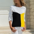 thumbnail image 1 of Mode Décontractée pour Femmes T-shirt à Manches Longues Col Rond Contrasté, 1 of 8