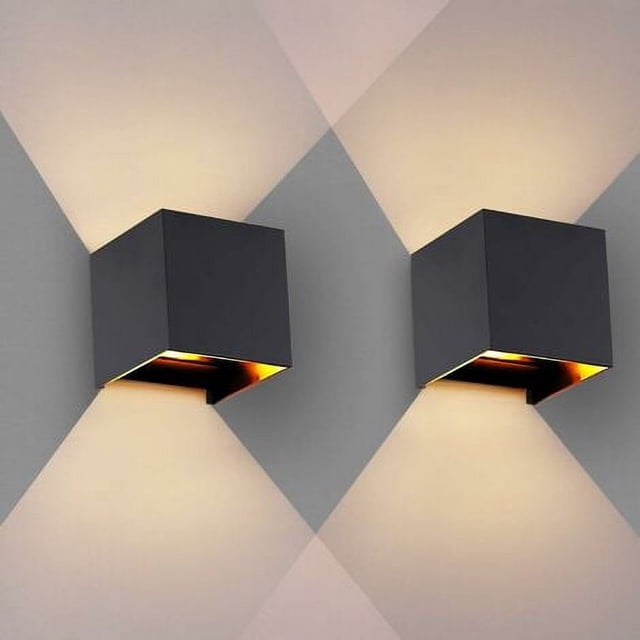 Juego de 2 apliques de pared de 12 W LED para dormitorio, diseño moderno, lámpara ajustable hacia arriba y hacia abajo, accesorios de iluminación de aluminio, aplique de pared LED negro