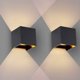 thumbnail image 1 of Juego de 2 apliques de pared de 12 W LED para dormitorio, diseño moderno, lámpara ajustable hacia arriba y hacia abajo, accesorios de iluminación de aluminio, aplique de pared LED negro, 1 of 4