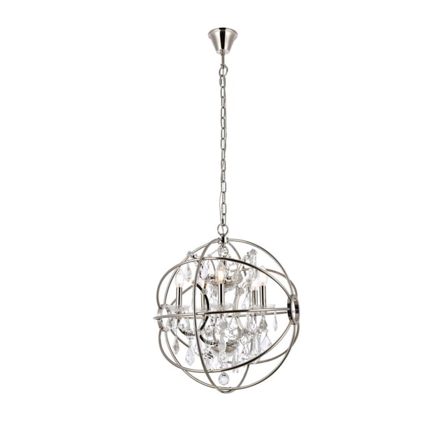 Elegant Lighting Geneva 20" 5 Light Royal Crystal Pendant Lamp