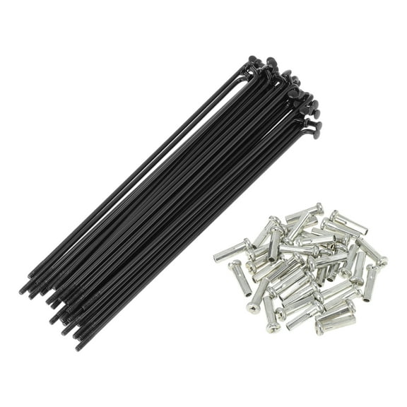 14G J Bend Bicycle Spokes 14G 125mm Length Bike Wheel Spokes with Nipple for MTB Wheel Spokes Black 45 Steel 36 Set