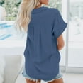thumbnail image 3 of Fashion Woman Causal Button Solid Blouse Short Sleeve T-Shirt Summer Tops Button Down Shirts for Women, 3 of 5