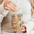 thumbnail image 3 of Sip-Sip Hooray! 40oz Highland Cow & Cactus Glass Tumbler – Cute Cup with Handle, Lid & Straw, Highland Cow Lover Gift, Reusable Aesthetic Drinkware, 3 of 7