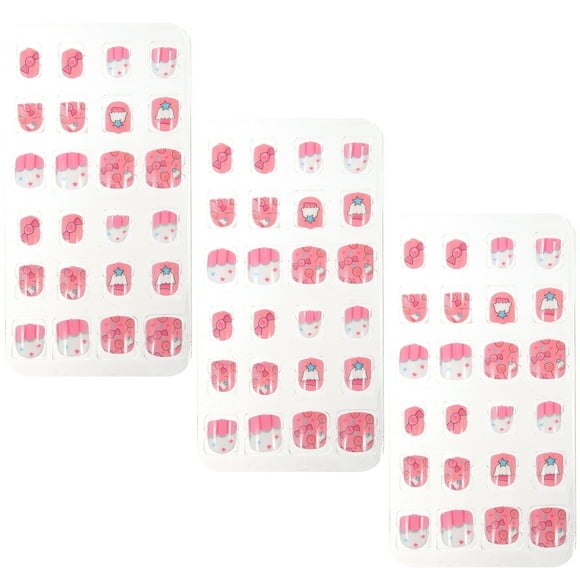 72pcs Kids False Nails Press on Artificial Nail Tip Girl Fake Fingernail Kit