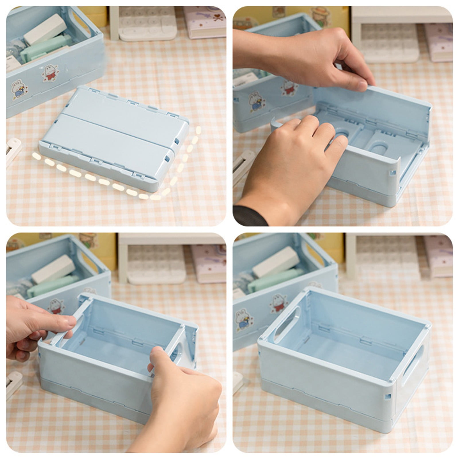 Rovga 2PCS Desktop Folding Storage Basket Office Simple Book Snacks Toy Storage Basket Dormitory Makeup Storage Box