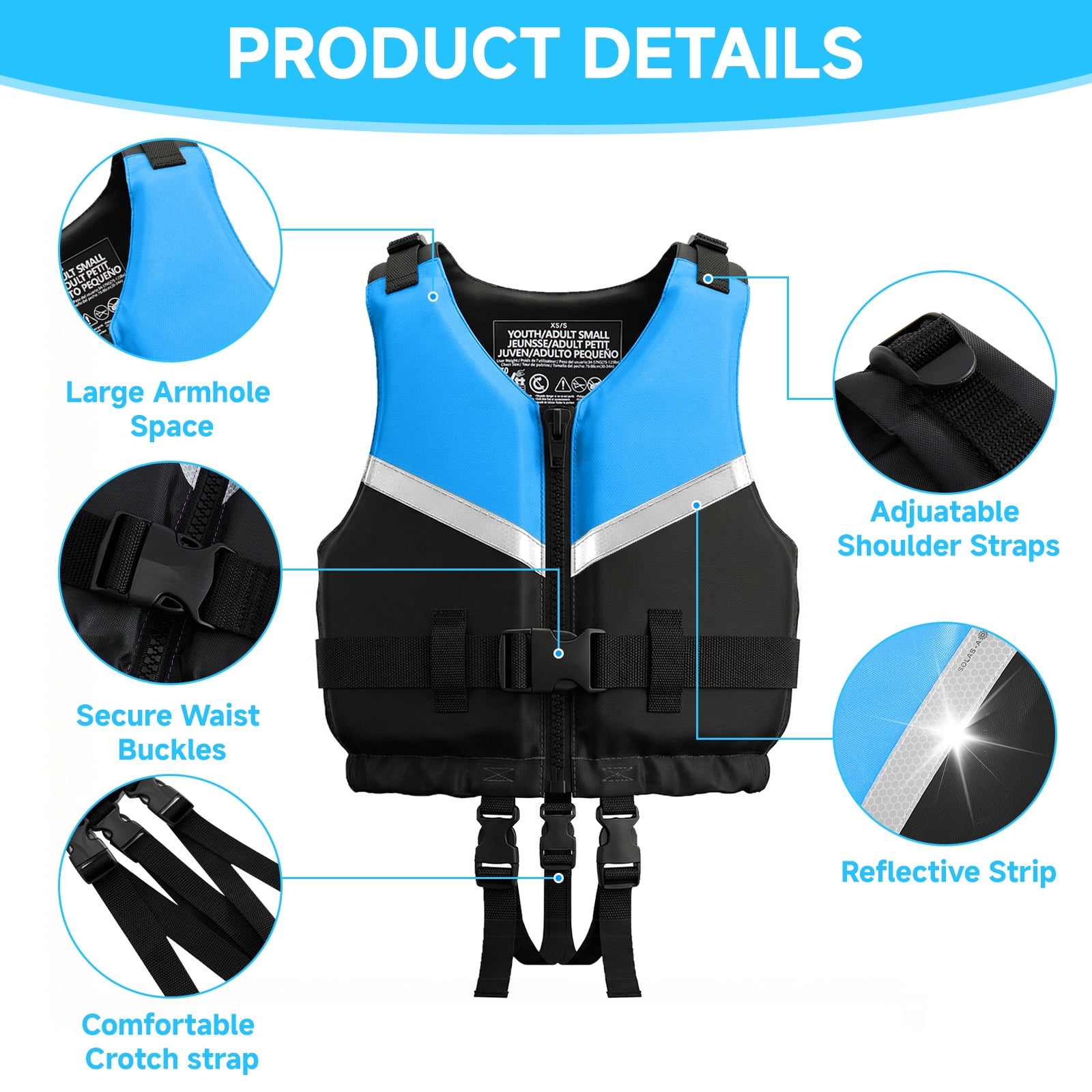 Kids Swim Vest Life Jacket Youth,Adjustable Flotation Buoyancy Swimsuit Trainer Vests,Swimming Aid Jacket for Boys Girls,Fit for 50-125 lbs