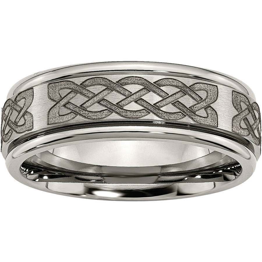 Wedding Bands Other Themed Bands Titanium 8mm Laser Design Brushed Band Size 10