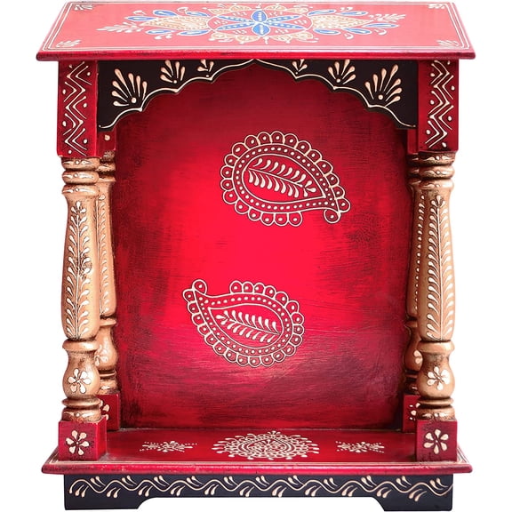 Indian Wood Temple Made with Wood with Traditional Emboss Cone Work, Must for Every Home & Office at Worship Place, A Hindu Auspicious and Religious Art.