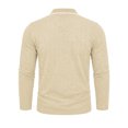 thumbnail image 6 of Zivyakyro Fall Polos for Men Collared Button Casual Long Sleeve Breathable Jacquard Shirts Loose Textured Khaki M, 6 of 7