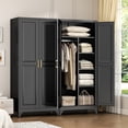 thumbnail image 4 of Polup Metal 71“ H Armoire Wardrobe Closet, Adult Black Wardrobes with Hanging Rod, 4 of 12