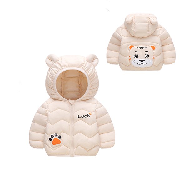 Abcomgle Toddler Winter Coat Cute Bear Ears Hooded Infant Outerwear Lightweight Puffer Padded Infant Puffer Jacket Winter Warm Infant Puffer Coat