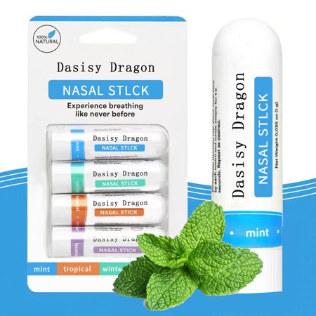 Essential Oil Nasal Sticks - 4-Pack Aromatherapy Inhalers for Daily Refreshment, Natural Mint & Eucalyptus Blend (Mint, Wintermint, Tropical, Lavender)