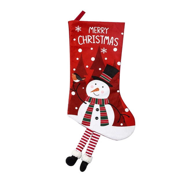 B 2Pcs Christmas Stocking Gift Bags, Non-Woven Machine Embroidery Decor For Tree, Festive Holiday Home Decor