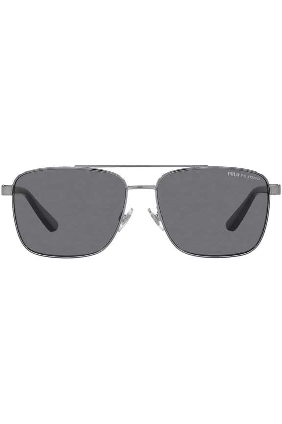 PH 3137 Metal Unisex Rectangle Polarized Sunglasses Shiny Gunmetal 59mm Adult