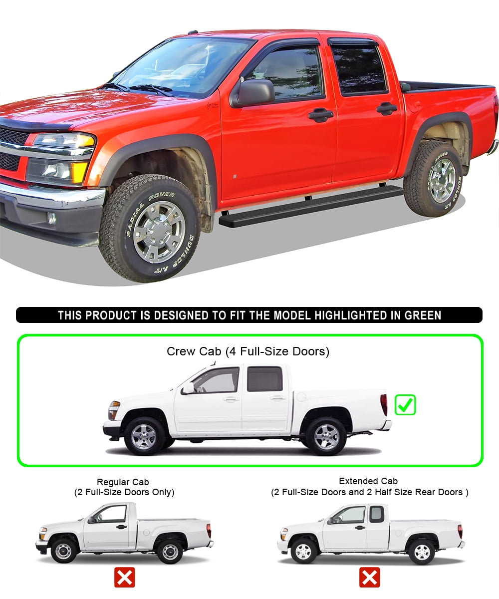 APS Running Boards 5-inch Black Compatible with Chevy Colorado GMC Canyon 2004-2012 Crew Cab Stainless Steel (Nerf Bars Side Steps Side Bars)