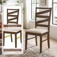 thumbnail image 4 of Gymax Dining Chairs Set of 2 w/ Tall Backrests Linen Fabric Upholstered Seats Brown & Beige, 4 of 7