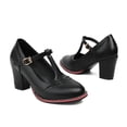 thumbnail image 5 of Miluxas Women's T-Strap Mary Jane Pumps Round Closed Toe Comfortable Low Chunky Block Heel Wedding Dress Evening Party Shoes Black 9.5(43), 5 of 7