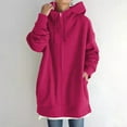thumbnail image 2 of Lixiuxyad Women Long Zipper Hooded Jackets Sweatshirt Loose Pocket Drawstring Hoodie Coat Pink, 2 of 6
