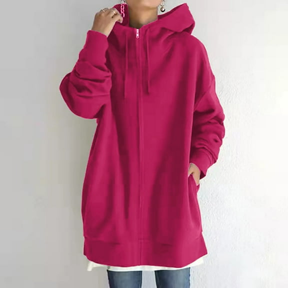 CAICJ98 Flannel Jacket Women Women's Winter Thicken Cotton Coat Warm Parka Jacket with Removable Hood Hot Pink,M