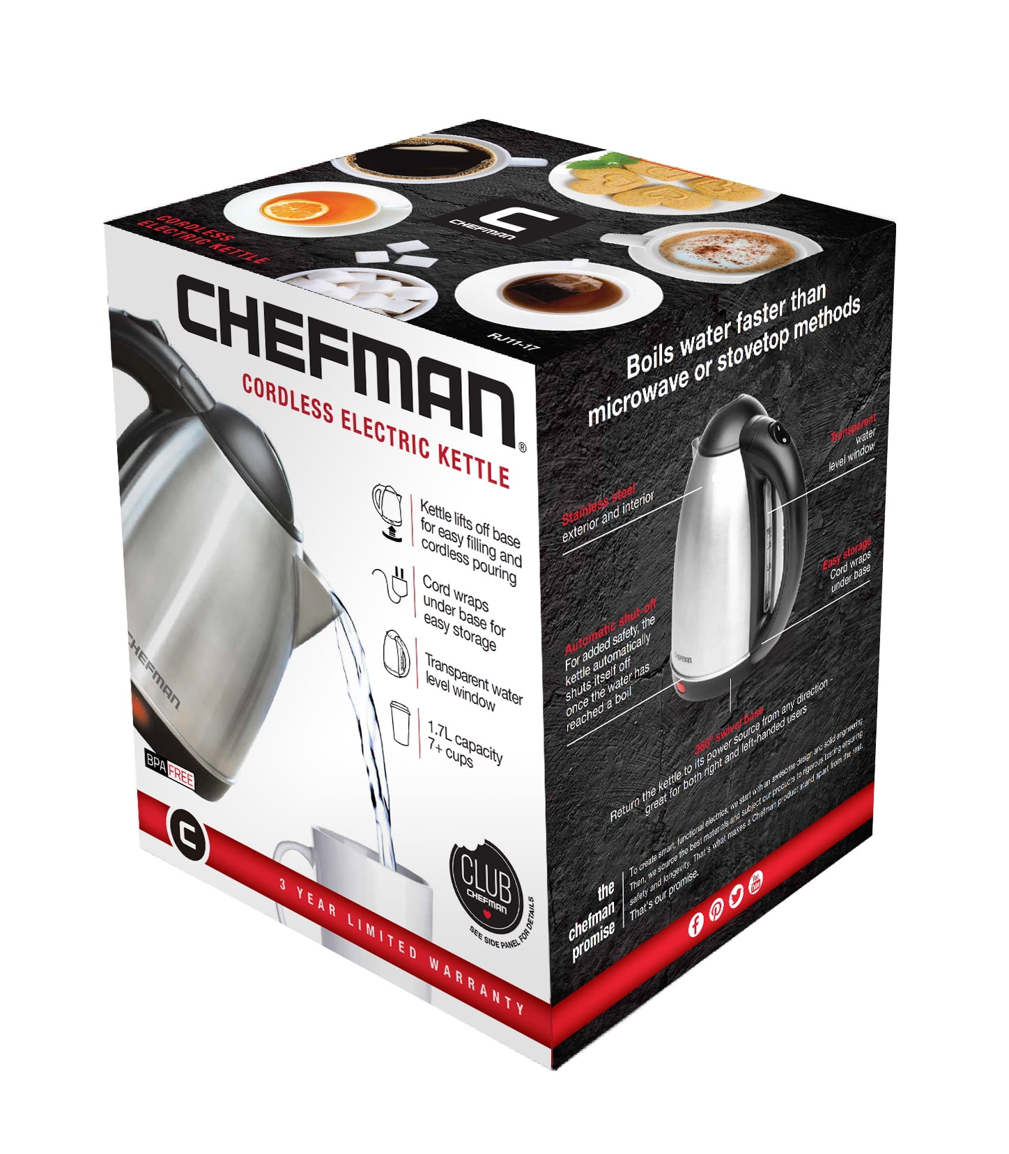 Chefman 1.7 Liter Electric Glass Tea Kettle w/ Auto Shut-Off Black  RJ11-17-GOPP - Best Buy