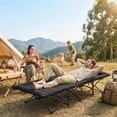 thumbnail image 2 of Outsunny Camping Cot for Adults with Padded Cushion, Black, 2 of 10