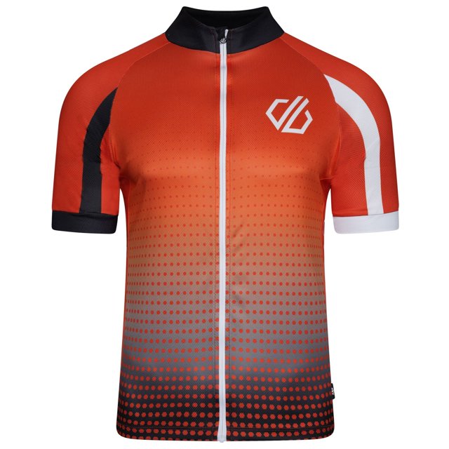 Dare 2B - Jersey Virtuosity de Manga Corta para Hombre (Rojo Trail Blaze, Blanco, Negro Degradado)
