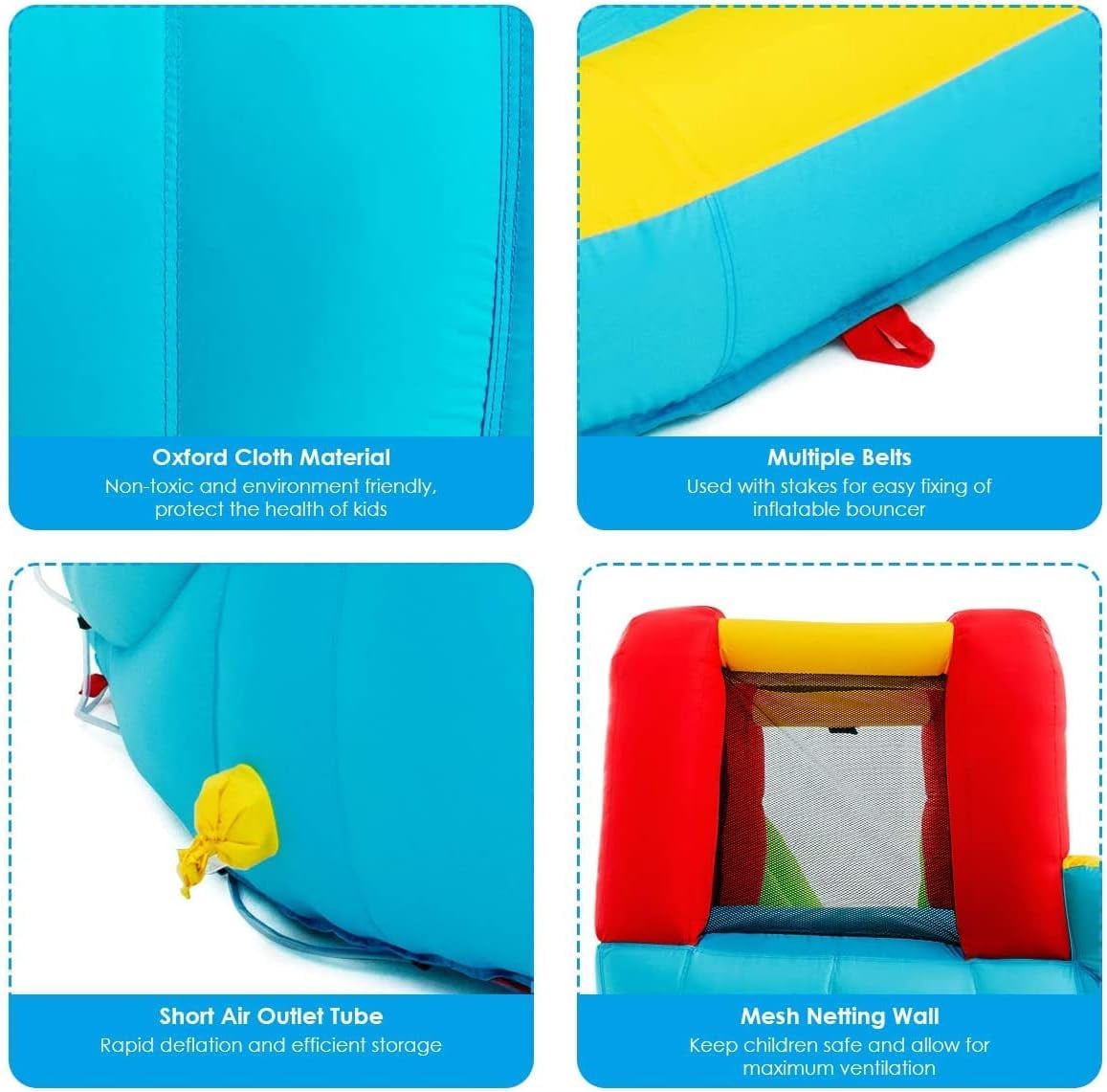 OLAKIDS Inflatable Water Slide, 7 in 1 Bounce House with 2 Slides, Climbing Wall, Splash Pool, Basketball Rim, 2 Water Blasters, Outdoor Water Park with Carrying Bag, Hose