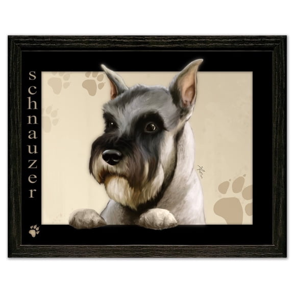 Schnauzer Dog by Scott Rogers Paws on the Picture Frame 13x10 Framed Art Print