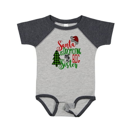 

Inktastic Santa is Promoting Me to Big Sister Green Plaid Tree Gift Baby Girl Bodysuit