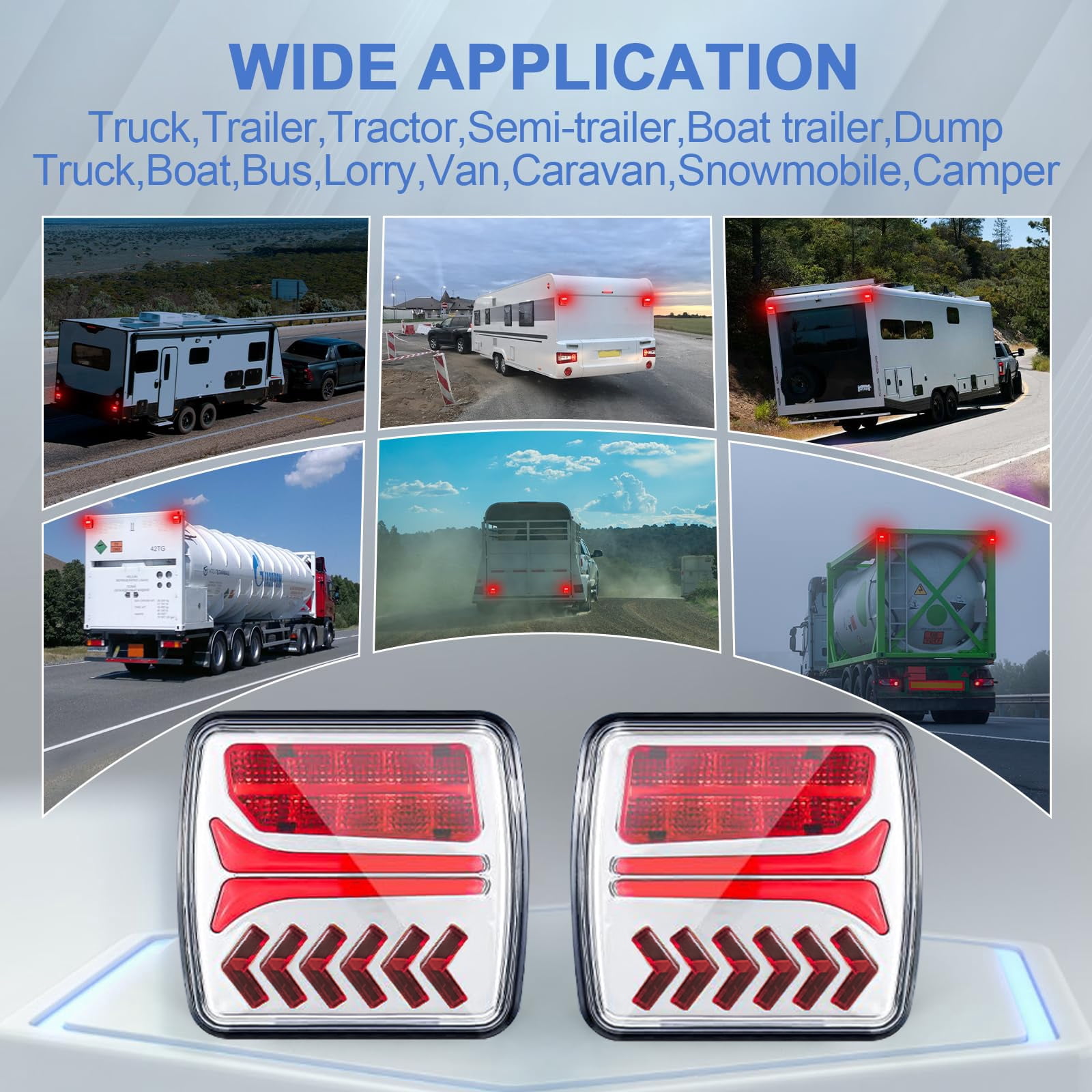 Fazipu Magnetic Wireless Trailer Lights, Rechargeable LED Trailer Light for Towing Truck, Waterproof Tail Tow Lights Kit for RV Camper Boat Caravan, Portable Turn Signal Brake Running Stop