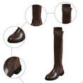 thumbnail image 5 of Rokment Womens over The Knee Boots Winter Spring Fashion Leather Suede Patchwork Pointed Toe Chunky Block Mid Heel Wide Calf Thigh High Long Tall Dress Boots Brown Size 8, 5 of 8