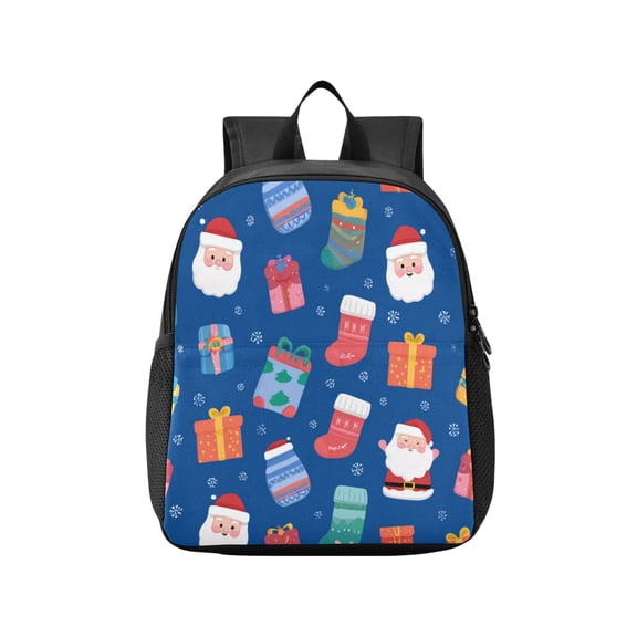 Toddler Backpack Santa Claus and Gifts Pattern Waterproof Lightweight Backpack Casual Mini Daypack for Daycare & Travel