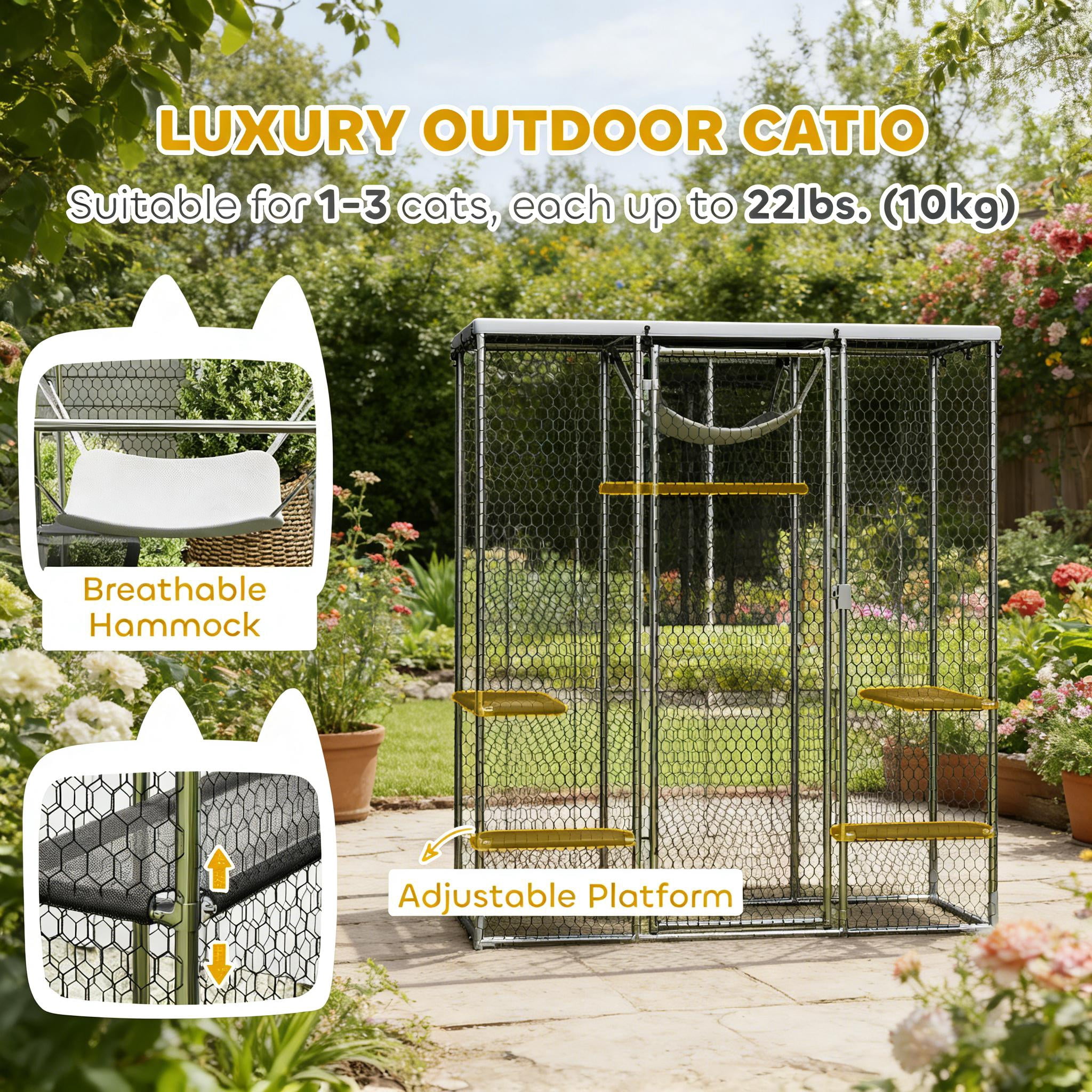 Pet Cage, Patio Cat Enclosure, Outdoor Walk-in Cat Cage