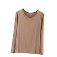 thumbnail image 1 of MeetoTime T-Shirts à Manches Longues Col Rond pour Femmes sous-Vêtements Confortables Doux Couleur Unie, 1 of 6