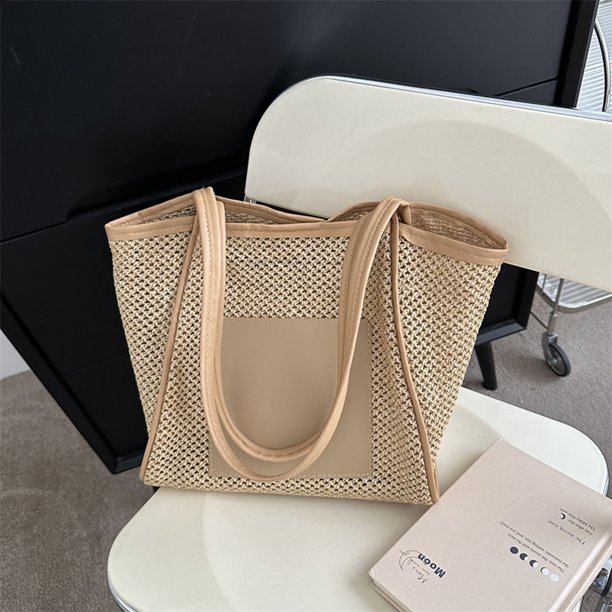 Bolsa De Hombro Bolsa de mujer, Bolsa de mano informal de paja a la moda, Bolsa de playa tejido calado para vacaciones Ndcxsfigh Para Estrenar